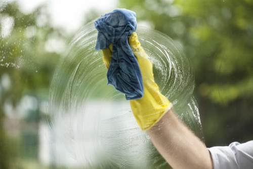 Supervisor checking safe working conditions during a cleaning job