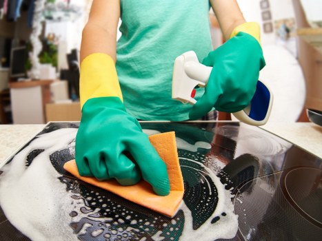 Clean oven door glass and appliance surfaces after a deep clean